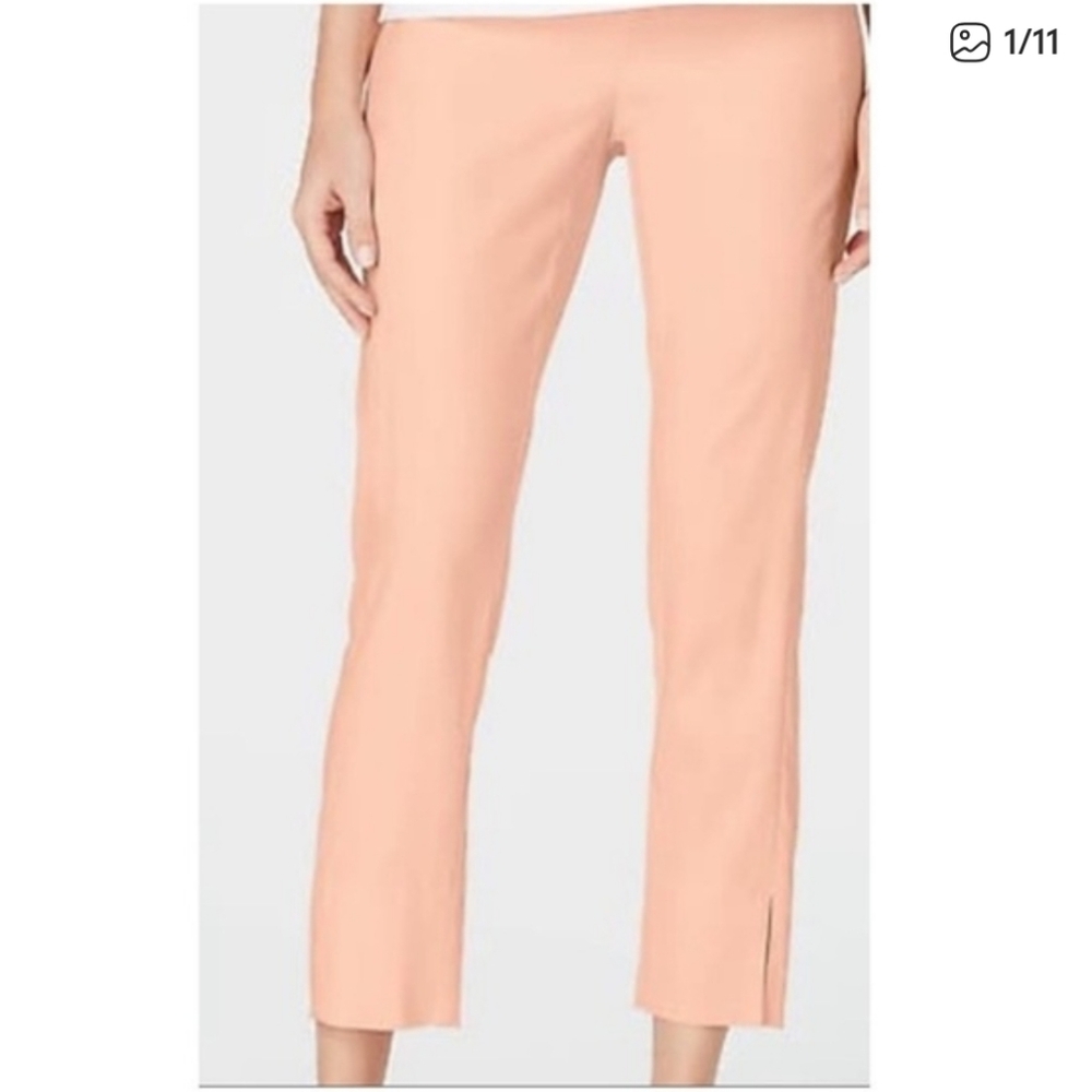 J.Jill Size Small Peach Linen Stretch Ankle Pants With Elastic Waist Band